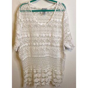 Catherines Women’s Size 1X  18/20 Lace Cover-Up Tunic Shirt Top Boho Crochet
